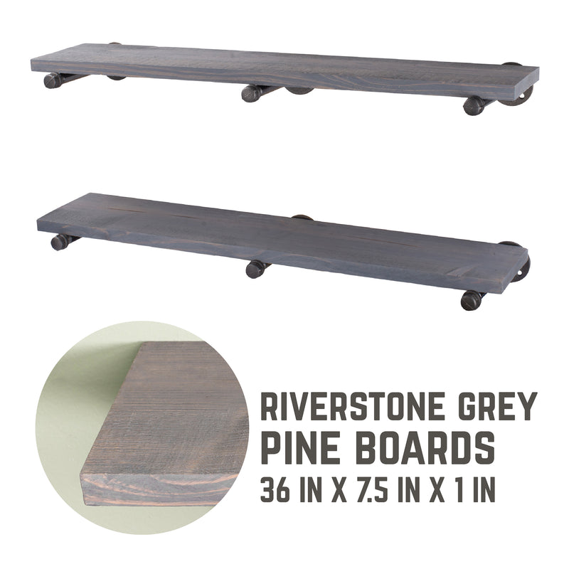 RESTORE Riverstone Grey 36 in. Shelves with Straight Brackets
