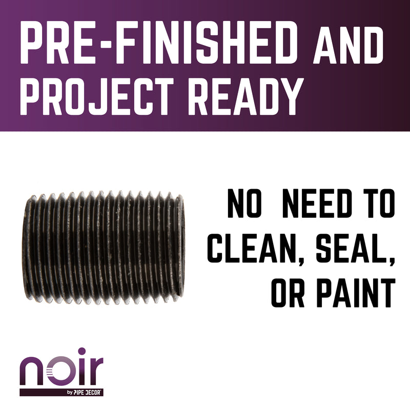 Tuyau préfini noir mat de 1/2 po x 1 po