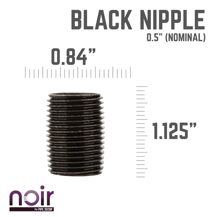 Tuyau préfini noir mat de 1/2 po x 1 po