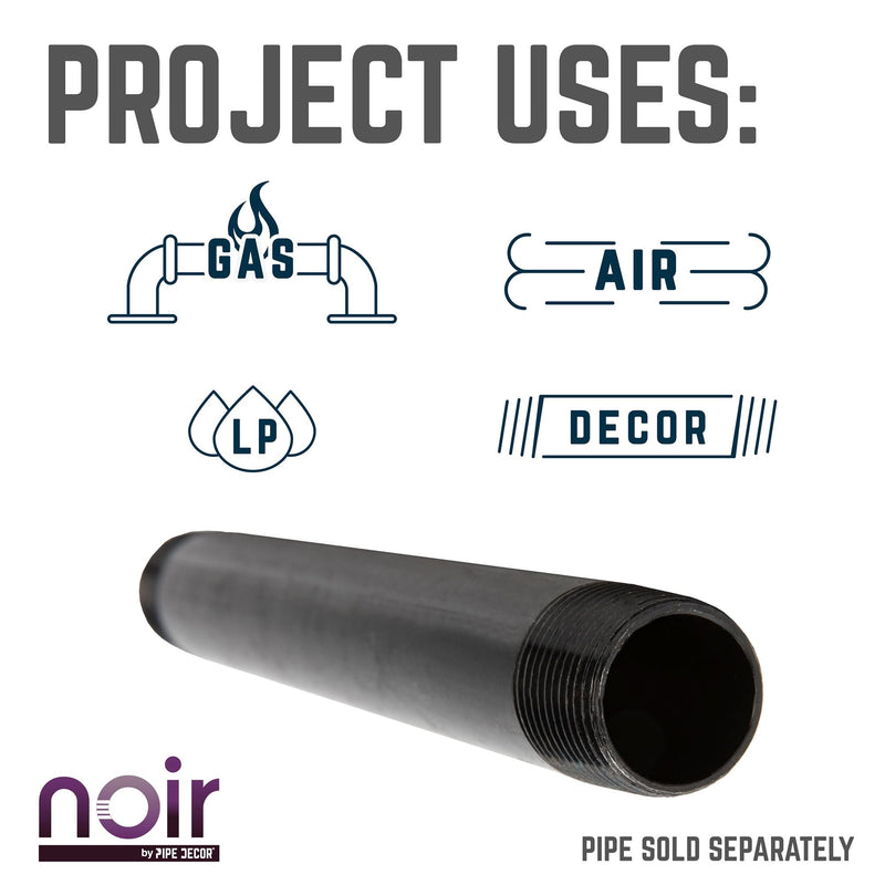 Tuyau préfini noir mat de 1/2 po x 1 po