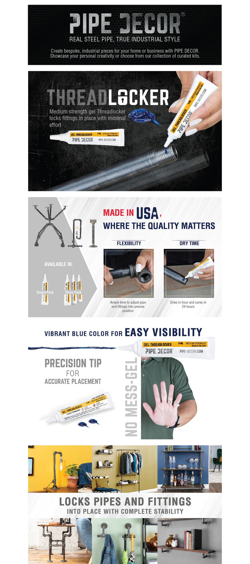 Threadlocker Gel Pipe Thread Sealant — PIPE DECOR