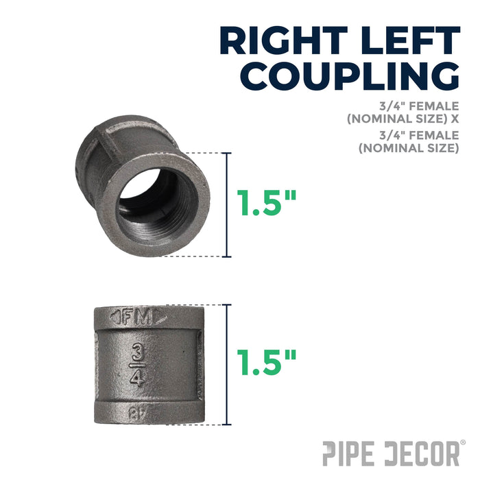 3/4 in. Black Right Left Coupling