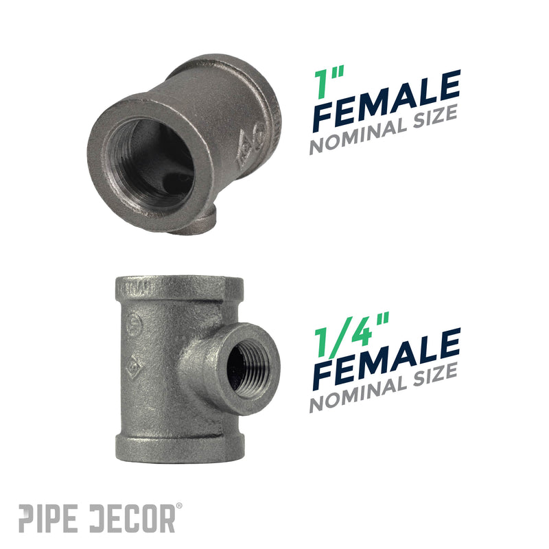 1 in. x 1 in. x 1/4 in. Black Reducing Tee