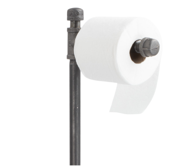 Weathered Gray Wood and Black Industrial Pipe Paper Towel Roll Holder –  MyGift