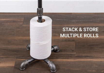 Rustic Wood Toilet Paper Holder Stand with Shelves Multiple Rolls