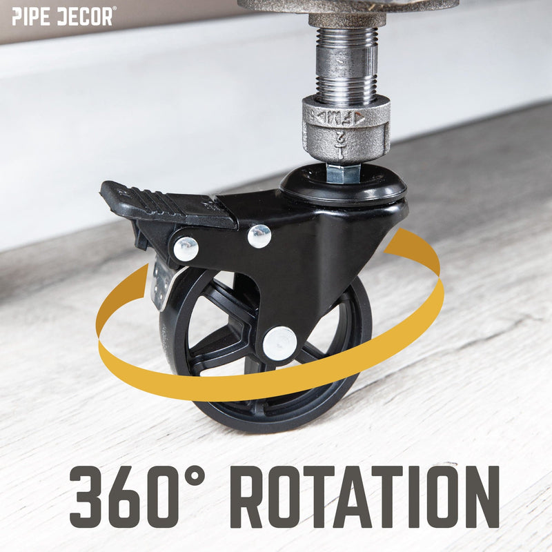 Ruedas giratorias para tubo de ½" con mecanismo de bloqueo (paquete de 4)