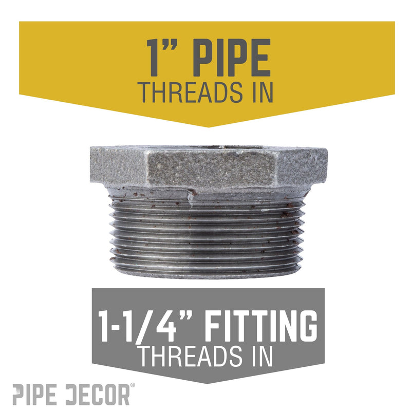 Buje negro de 1 1/4 pulg. x 1 pulg.