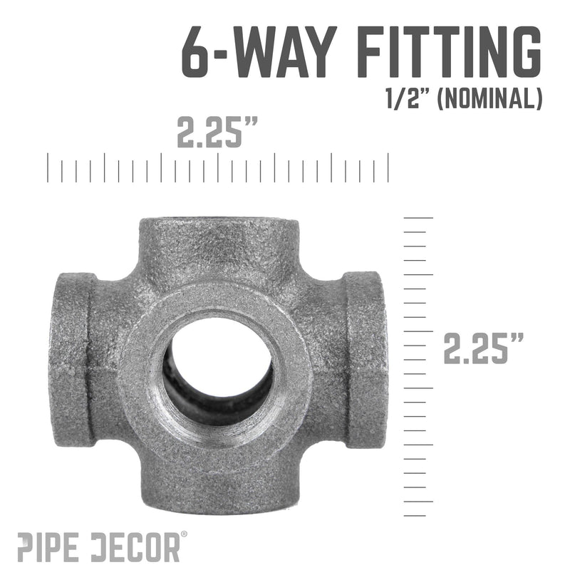 1/2 in. Black 6-Way Fitting