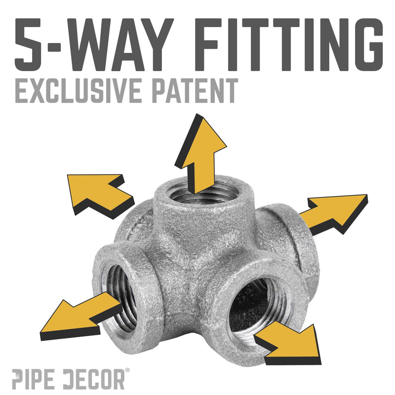 1/2 in. Black 5-Way Fitting