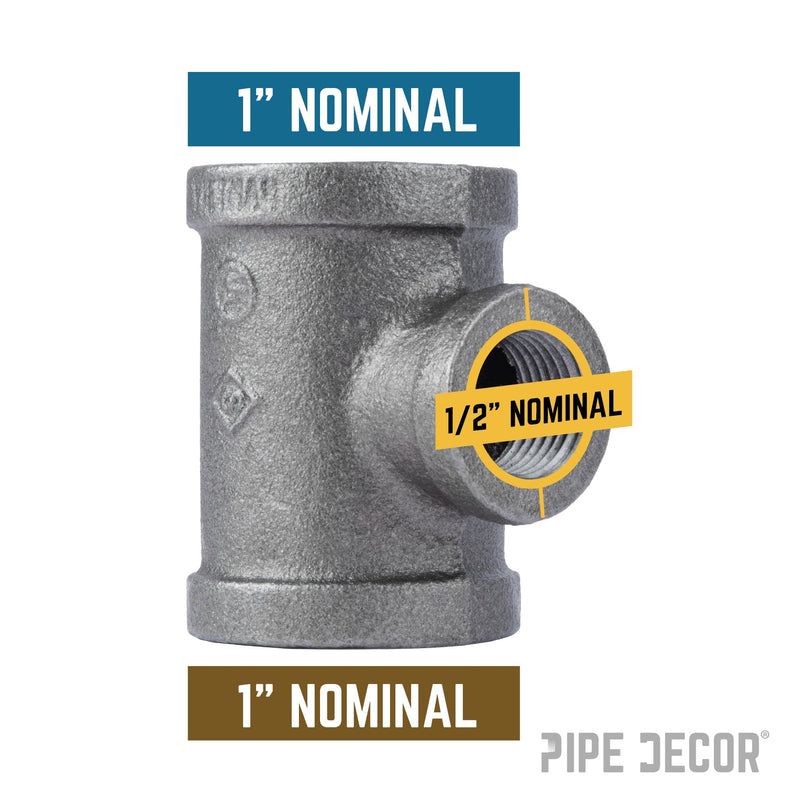 1 in. x 1 in. x 1/2 in. Black Reducing Tee