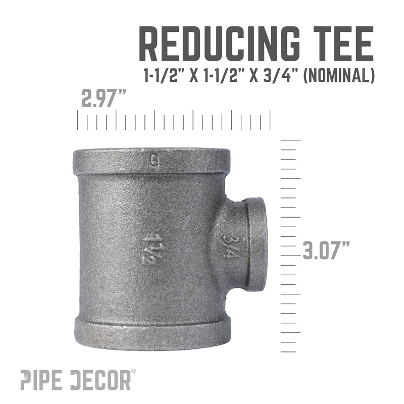 1 1/2 in. x 1 1/2 in. x 3/4 in. Black Reducing Tee