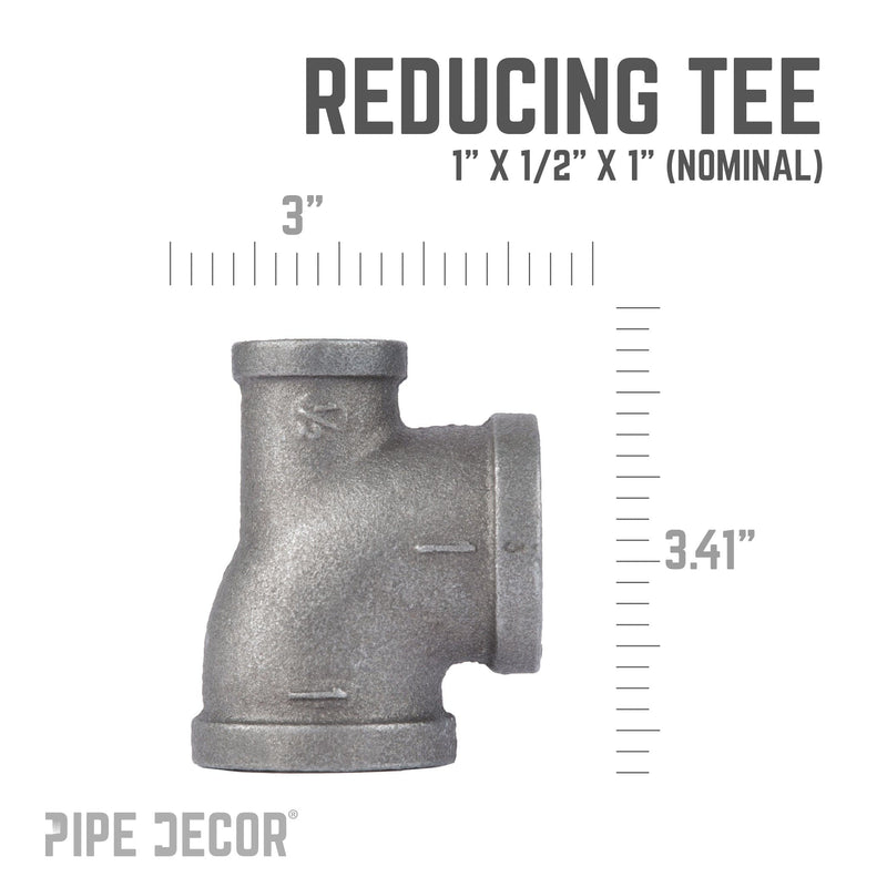 Raccord en T noir de 1 po x 1/2 po x 1 po