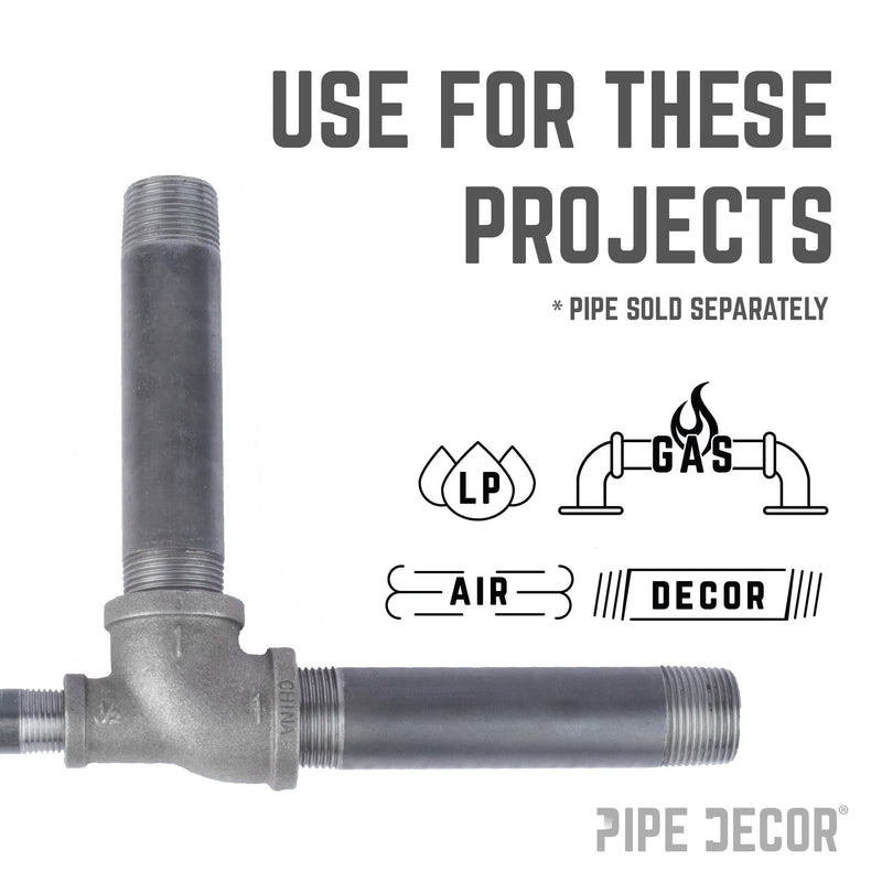 Raccord en T noir de 1 po x 1/2 po x 1 po