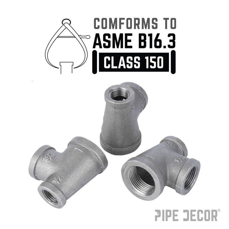 Raccord en T noir de 1 po x 1/2 po x 3/4 po