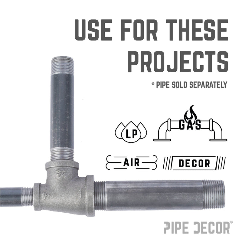 Raccord en T noir de 1 po x 1/2 po x 3/4 po