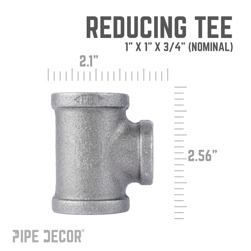 Raccord en T noir de 1 po x 1 po x 3/4 po