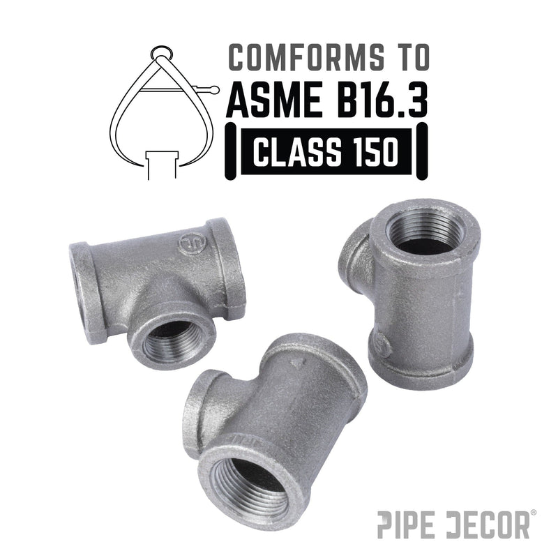 Raccord en T noir de 1 po x 1 po x 3/4 po