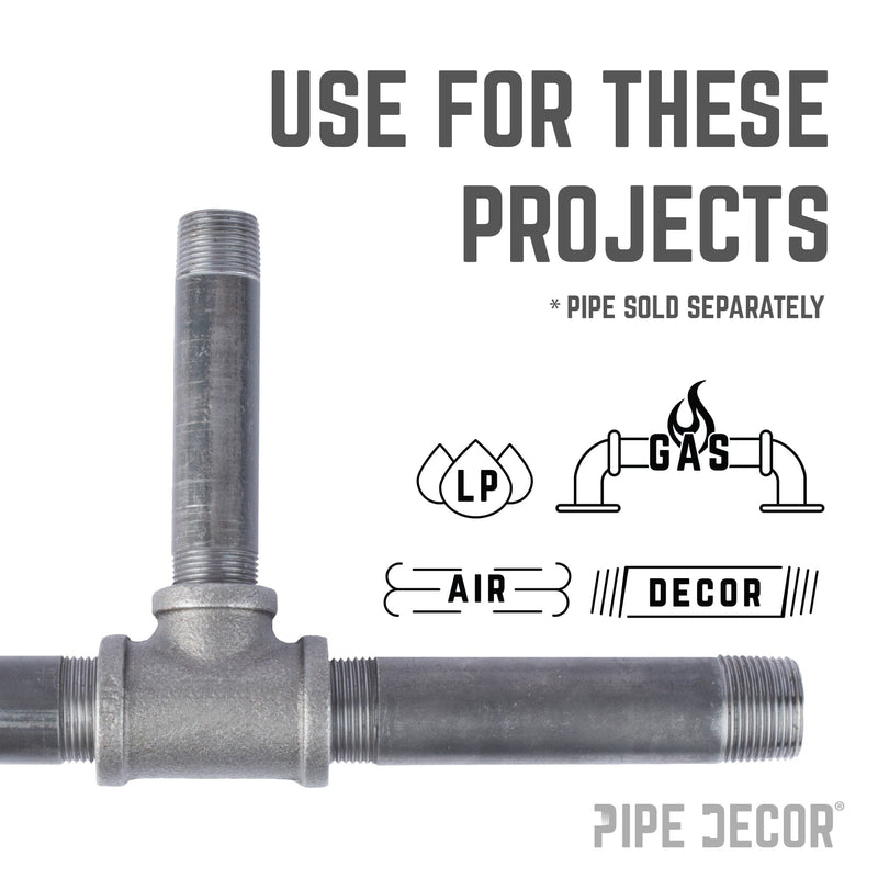 Raccord en T noir de 1 po x 1 po x 3/4 po