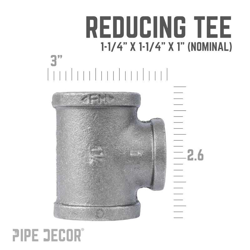 1 1/4 in. x 1 1/4 in. x 1 in. Black Reducing Tee