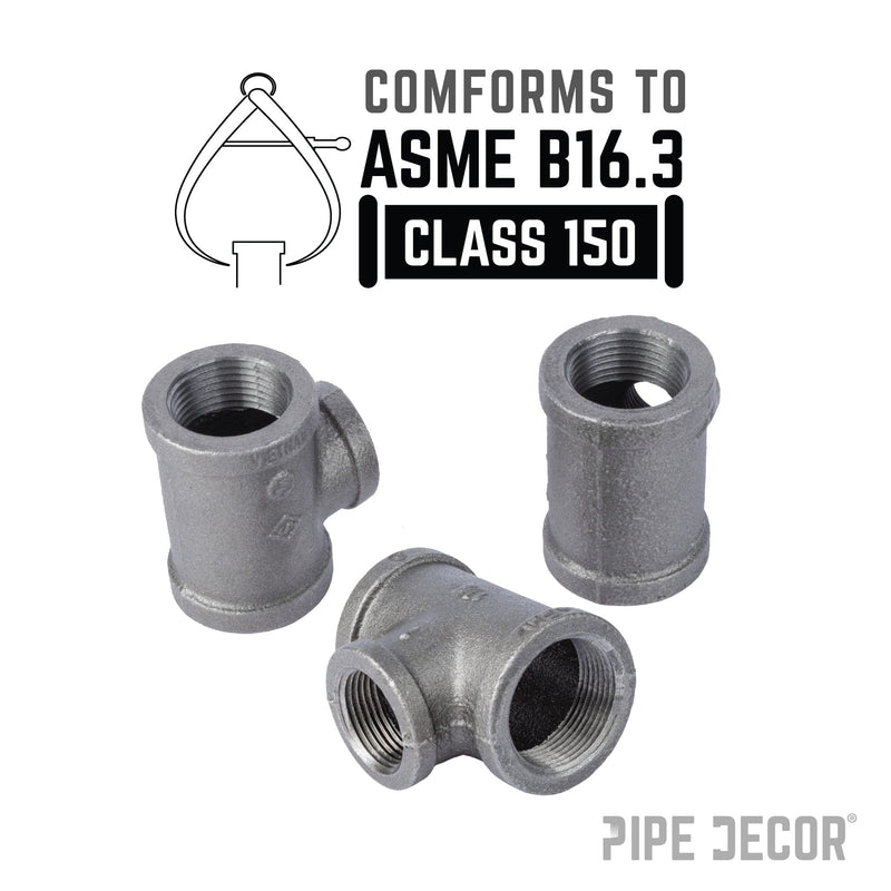 1 1/4 in. x 1 1/4 in. x 1 in. Black Reducing Tee