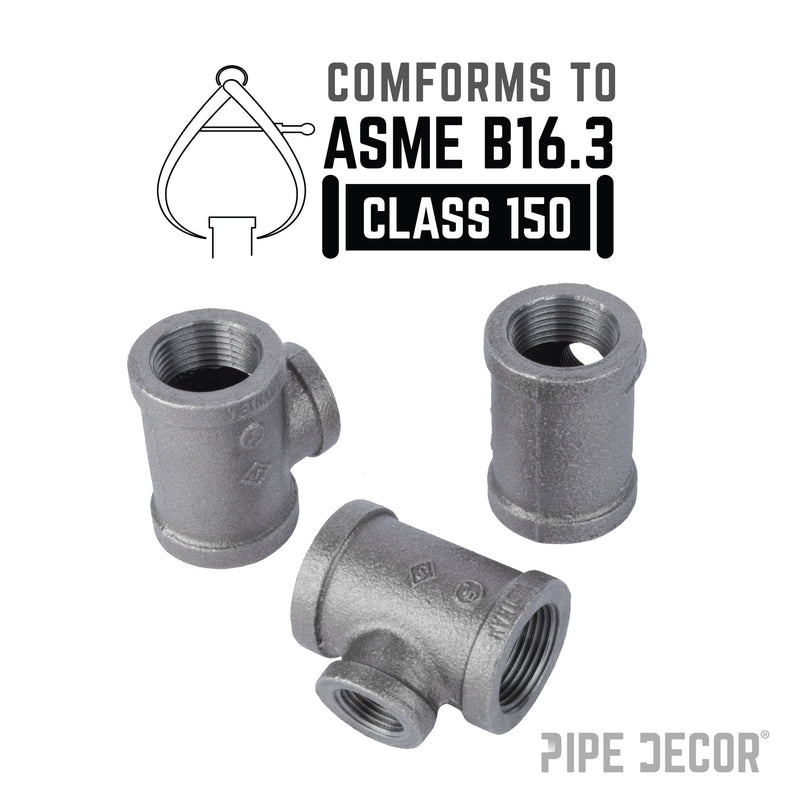 Conexión en T reductora negra de 1 1/4 pulg. x 1 1/4 pulg. x 3/4 pulg.