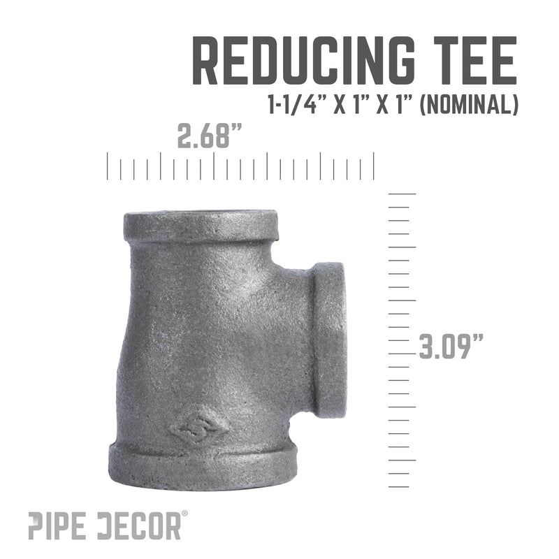 Raccord en T noir de 1 1/4 po x 1 po x 1 po