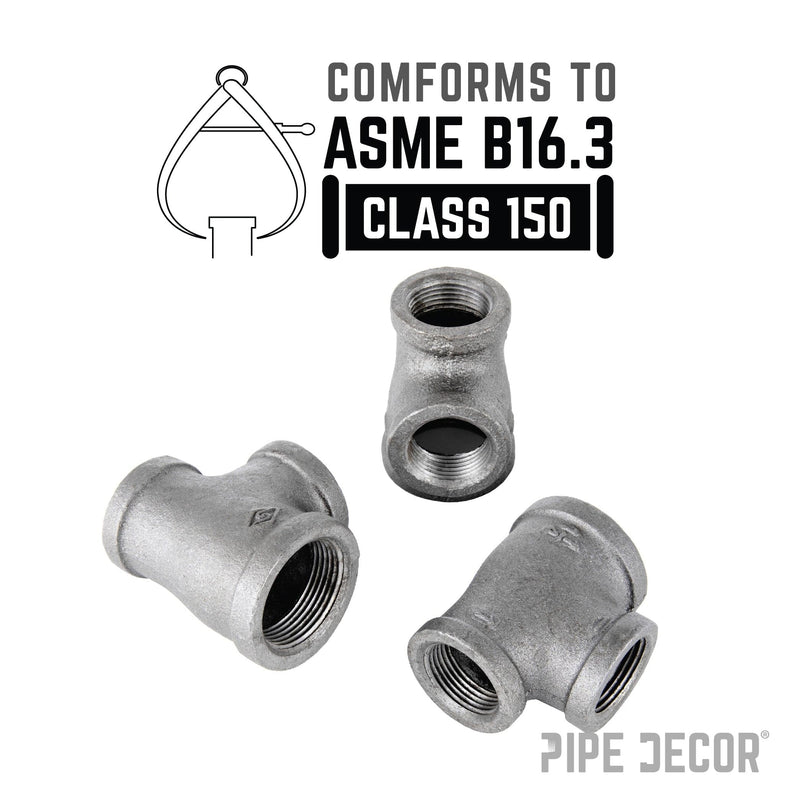 Raccord en T noir de 1 1/4 po x 1 po x 1 po