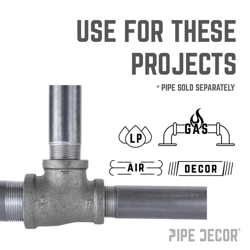 Raccord en T noir de 1 1/4 po x 1 po x 1 po