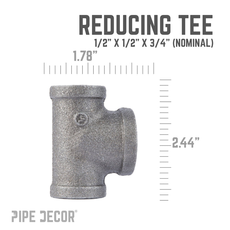 Raccord en T noir de 1/2 po x 1/2 po x 3/4 po