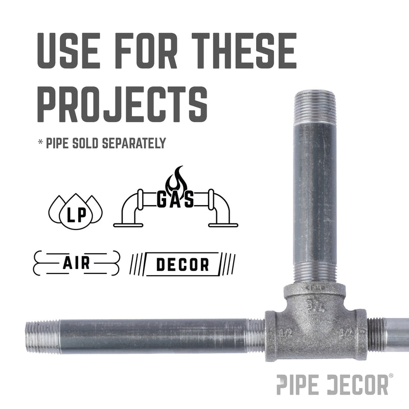 Raccord en T noir de 1/2 po x 1/2 po x 3/4 po