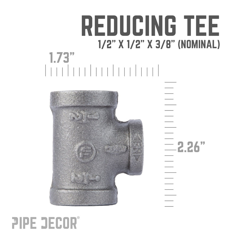1/2 in. x 1/2 in. x 3/8 in. Black Reducing Tee