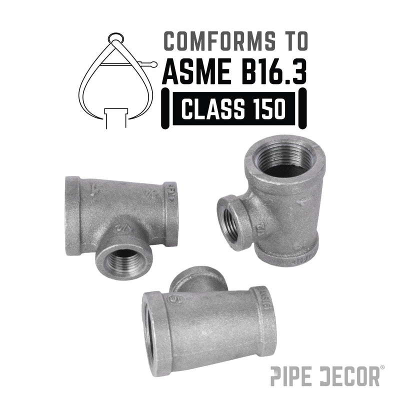 Raccord en T noir de 1 po x 3/4 po x 1/2 po