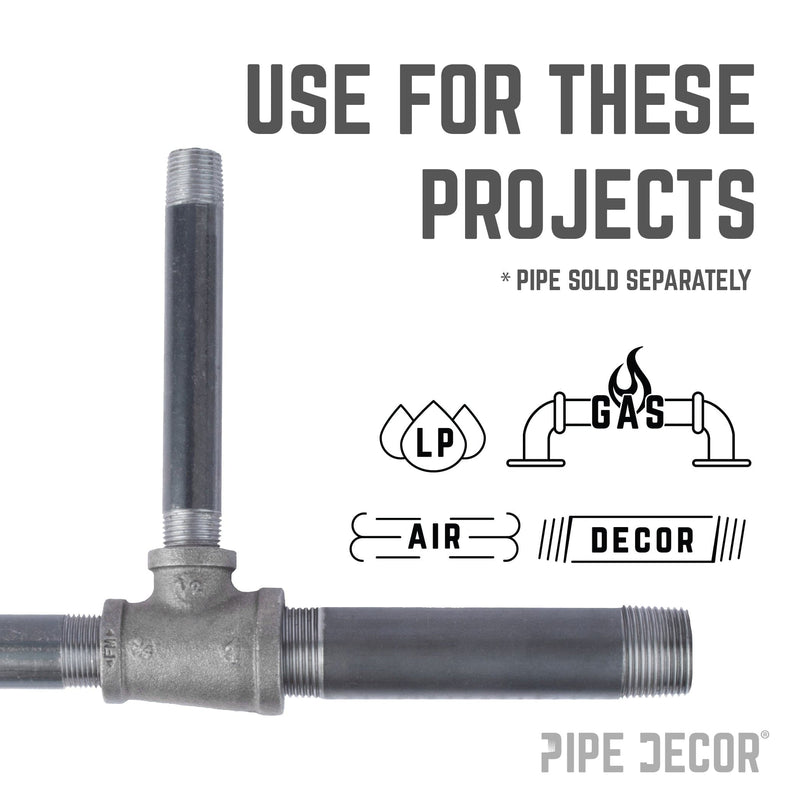 Raccord en T noir de 1 po x 3/4 po x 1/2 po