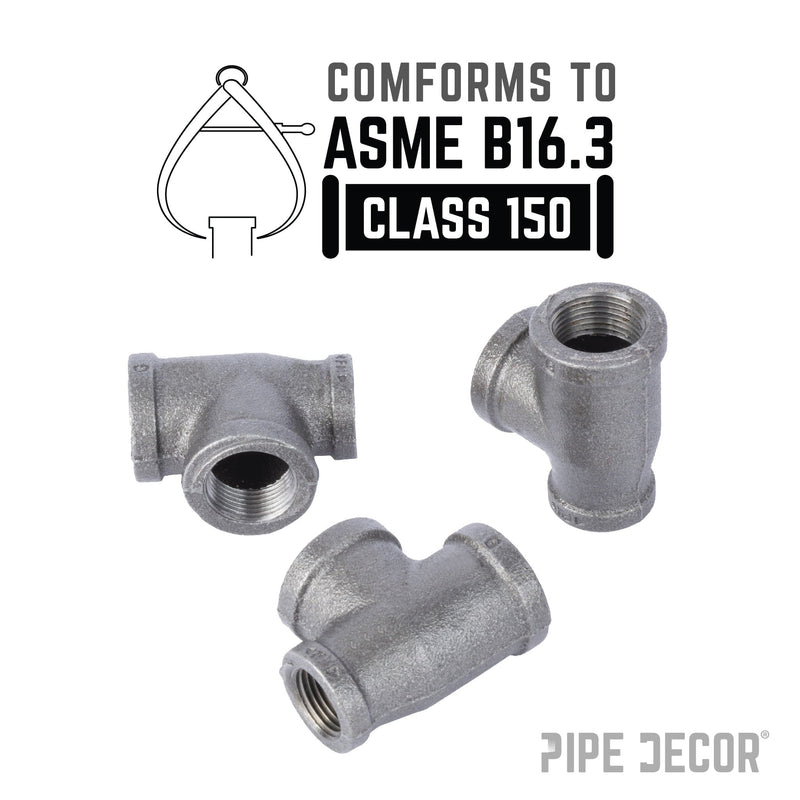 Raccord en T noir de 1 po x 3/4 po x 1 po