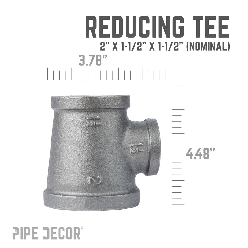 Tee reductora negra de 2 pulg. x 1 1/2 pulg. x 1 1/2 pulg.