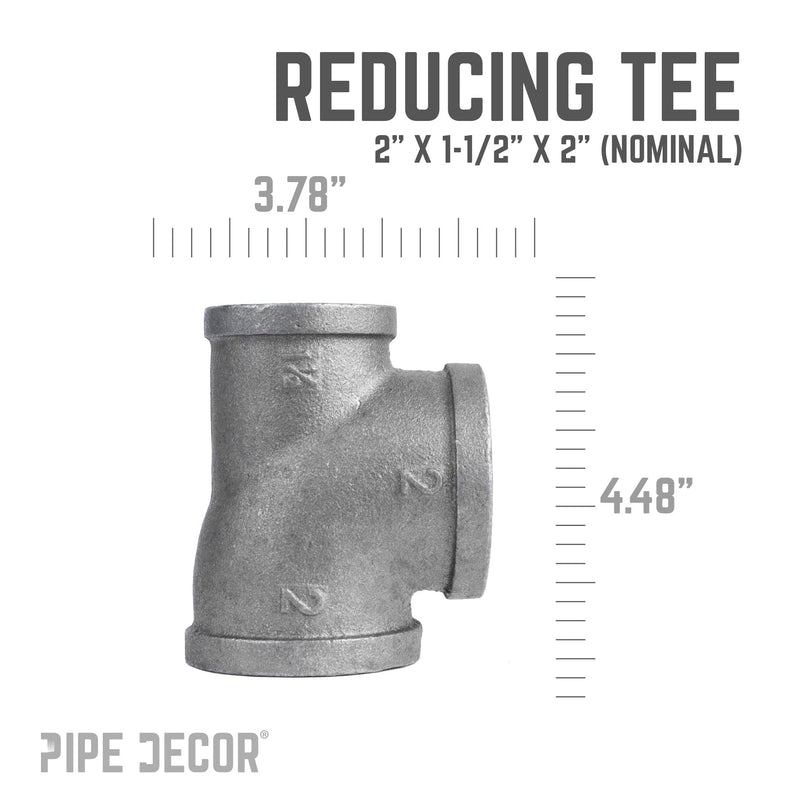 Raccord en T noir de 2 po x 1 1/2 po x 2 po