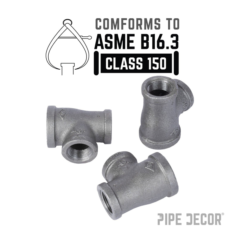 Raccord en T noir de 2 po x 1 1/2 po x 2 po