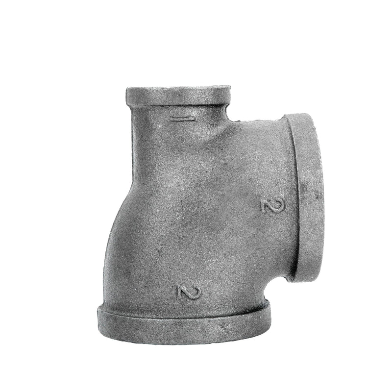 Tee reductora negra de 2 pulg. x 1 pulg. x 2 pulg.