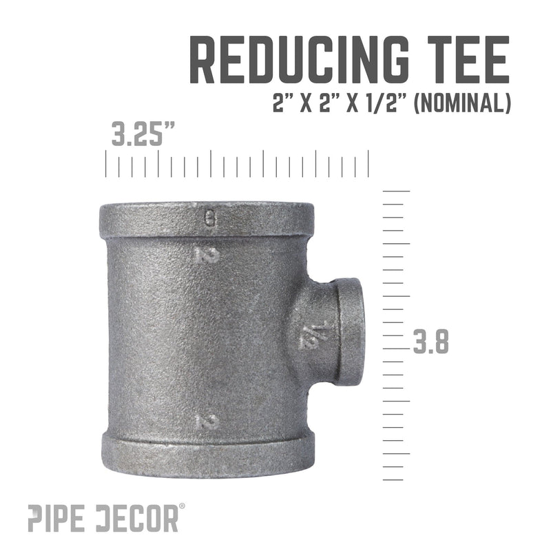 Tee reductora negra de 2 pulg. x 2 pulg. x 1 1/2 pulg.