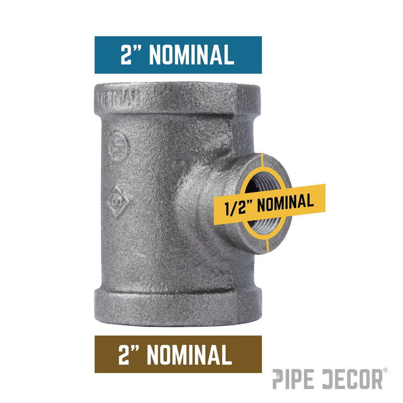Tee reductora negra de 2 pulg. x 2 pulg. x 1 1/2 pulg.