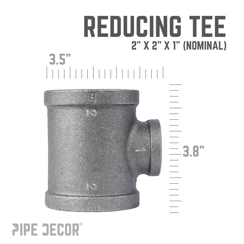 2 in. x 2 in. x 1 in. Black Reducing Tee