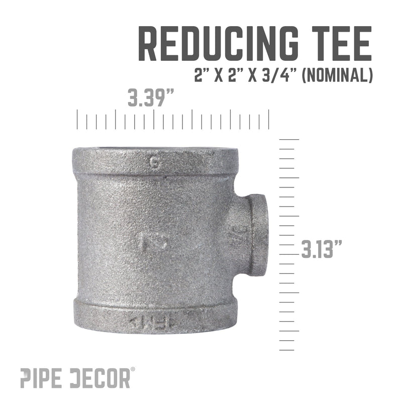 2 in. x 2 in. x 3/4 Black Reducing Tee