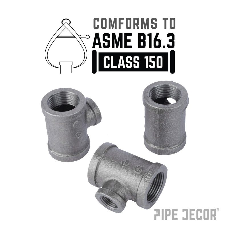 2 in. x 2 in. x 3/4 Black Reducing Tee