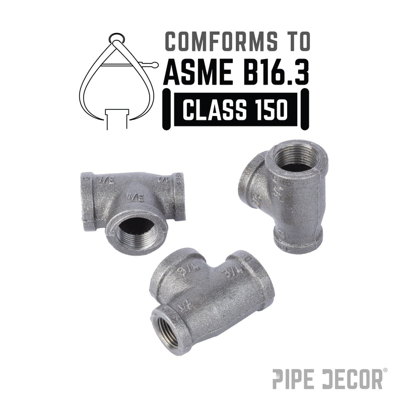 Tee reductora negra de 3/4 pulg. x 1/2 pulg. x 3/4 pulg.