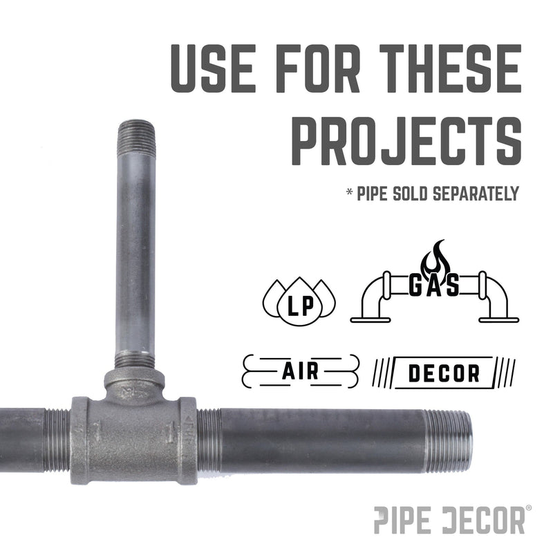 Raccord en T noir de 3/4 po x 3/4 po x 3/8 po