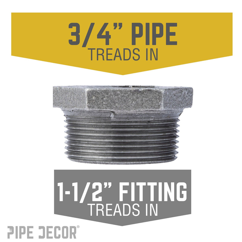 Buje negro de 1 1/2 pulg. x 3/4 pulg.