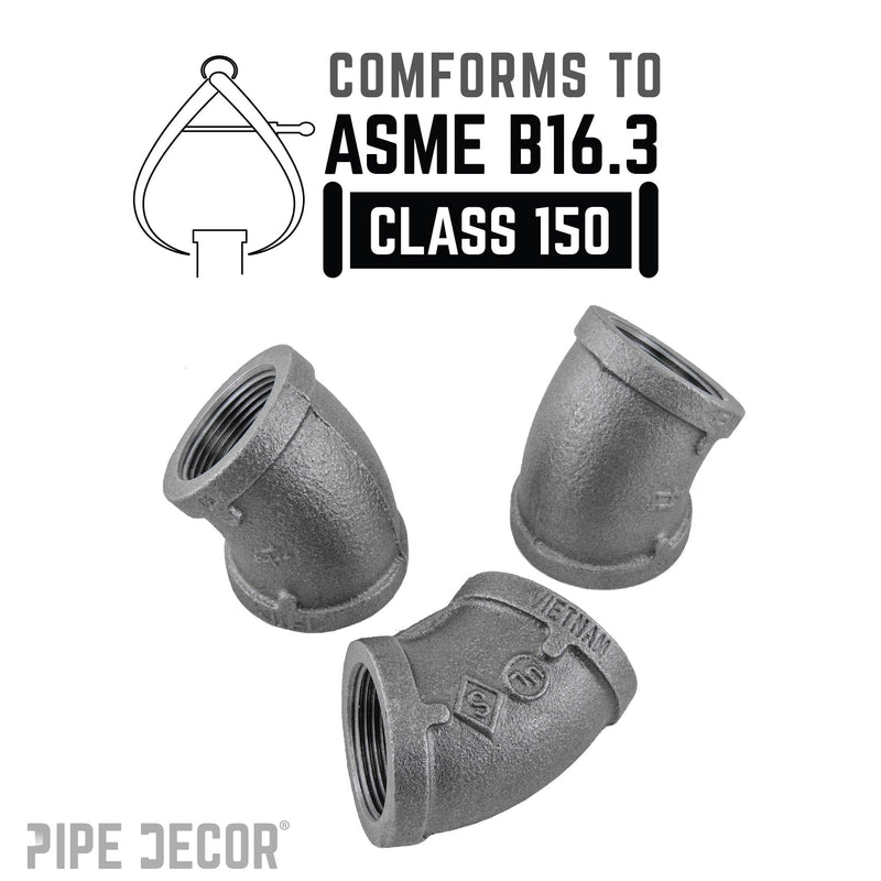 1 1/4 in. Black 45 Degree Elbow