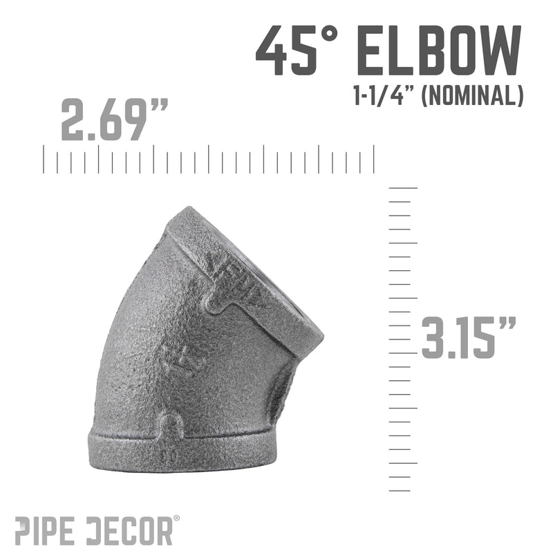 1 1/4 in. Black 45 Degree Elbow