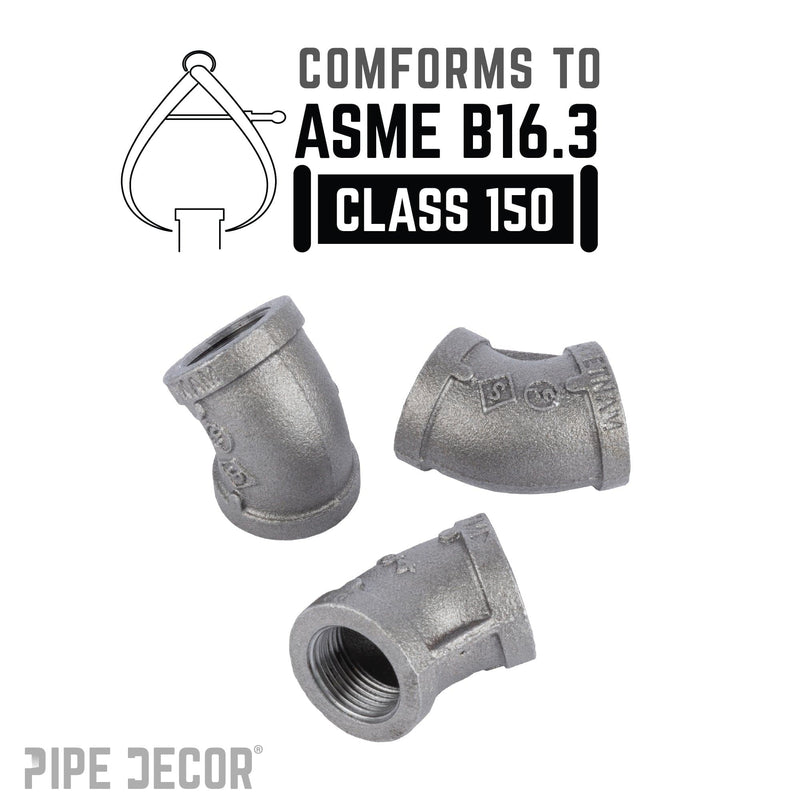 Codo de 45 grados negro de 3/4 pulg.