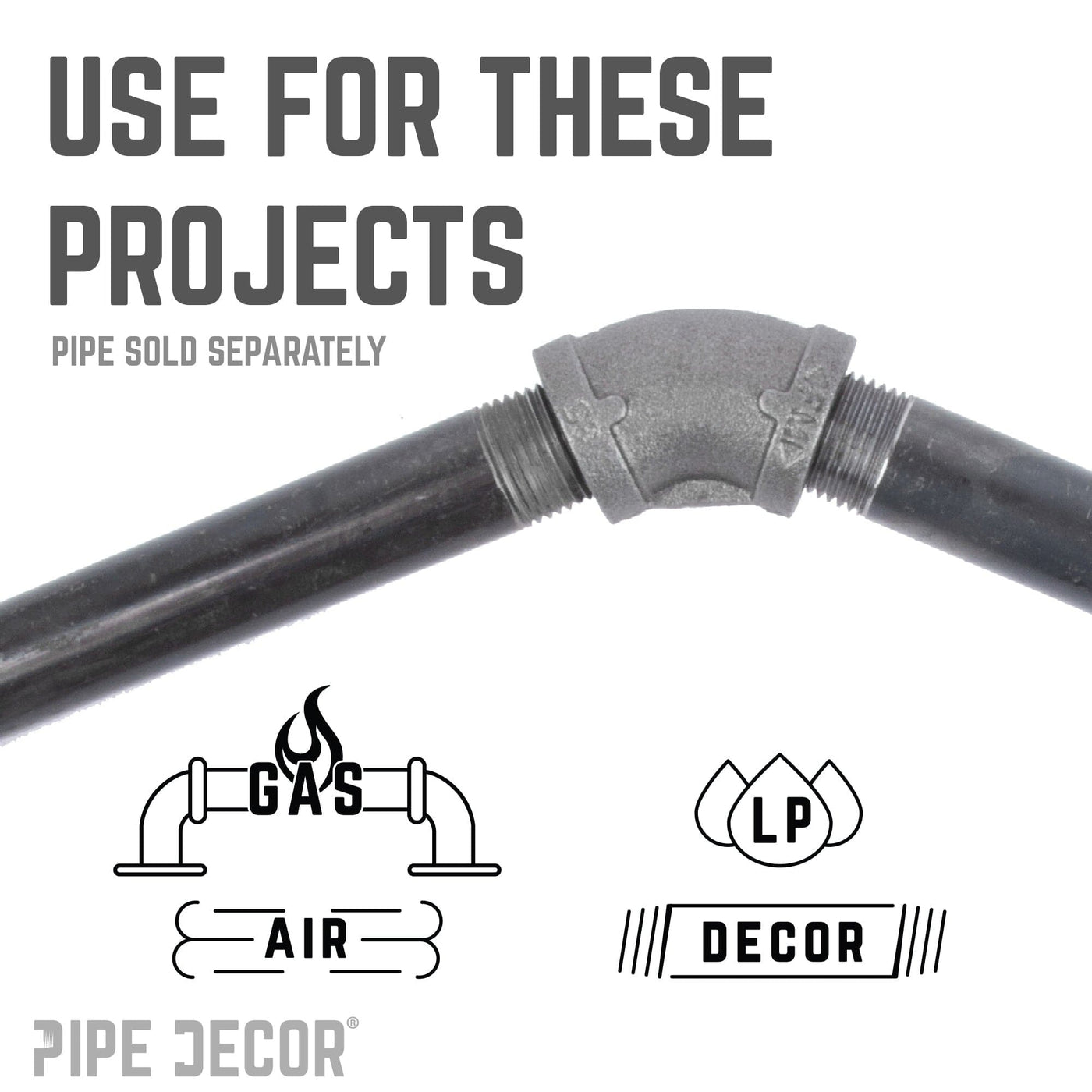 3/4 in. Black 45 Degree Elbow — PIPE DECOR